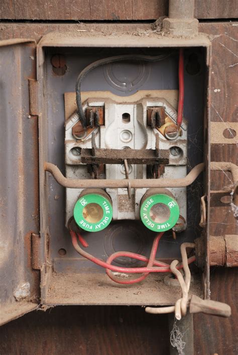 1950 outdoors electrical box with fuses|replacing an old fuse box.